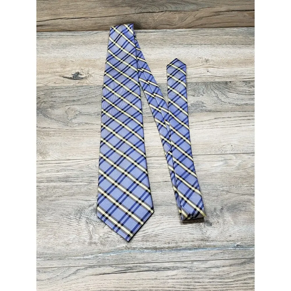 Chaps Handmade Blue Plaid Men's Silk Neck Tie